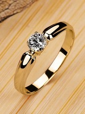 Yellow Gold Solitaire Cubic Zirconia Ring For Women Size 6 7 8 9 10