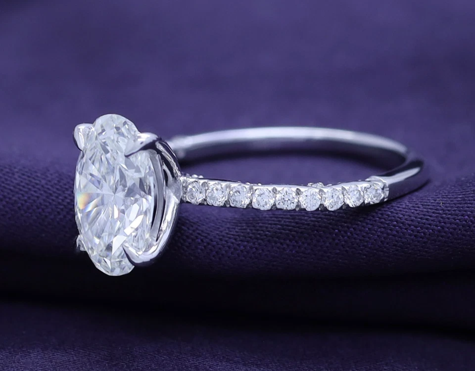 3.00Ct Oval Lab Grown Diamond GIA Authentic Engagement Ring Solitaire G-H VS-I1 - Image 3 of 4