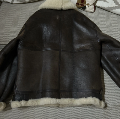Vintage Avirex B-3 Bomber Jacket. Mouton Wool Shearling Leather