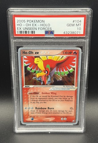 POKEMON HO-OH EX-HOLO 2005 EX UNSEEN FORCES #104 PSA 10