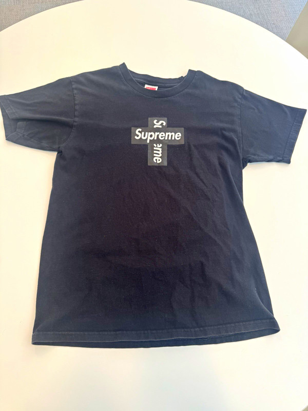 Supreme Black Logo Graphic Print Cotton Jersey Crew Neck Men's T-Shirt M