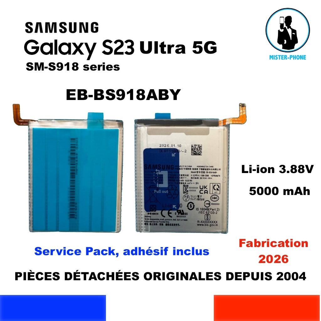 Batterie Samsung S23 Ultra en panne Solution 5000mAh EB-BS918ABY