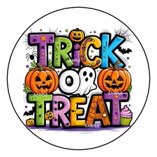 HALLOWEEN TRICK OR TREAT ENVELOPE SEALS LABELS STICKERS 1.5" ROUND (30) CUTE