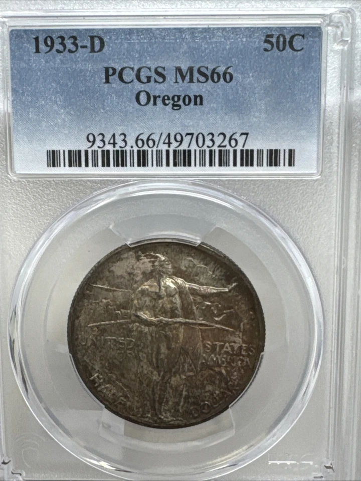 1933 PCGS MS66 Oregon Trail 50c Toned - Image 2 of 4