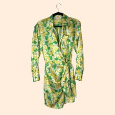 Zara Printed Satin Wrap Mini Dress