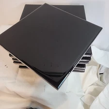 American Olean 6x6 Glossy Black Tiles Lot of 10 Never Used Bathroom Kitchen Mcm