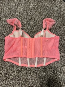 VICTORIA'S SECRET  Dream Angels Corset Bra Floral Lace Orange Peach Large NWT