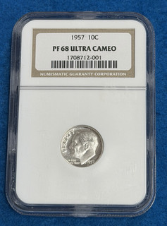 1957 Proof Roosevelt Dime NGC PF68 Ultra Cameo