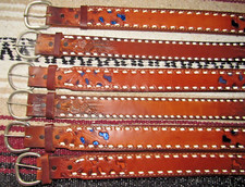 Vintage Western C M Buckstitch/Tooled/Inlay Leather Belts 6 pc Size 22 NEW