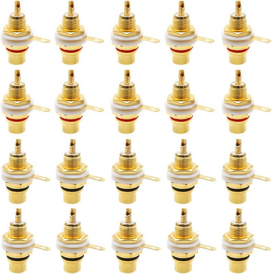 Gold Plated Female RCA Phono Panel Mount Chassis Socket Plug Jack Connector - (2
