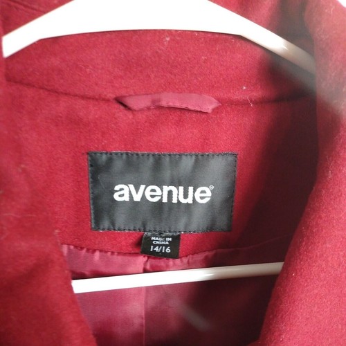 Avenue Coat Womans 14/16 Wool Blend Red Winter Coat Outdoor Warmth Fashion - Picture 4 of 13