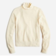 J. Crew Ruffleneck merino wool blend sweater Sz XS ivory cream
