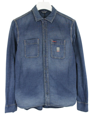 DIESEL Hemd Herren MEDIUM Denim Faded Button Up Spread Neck Blau