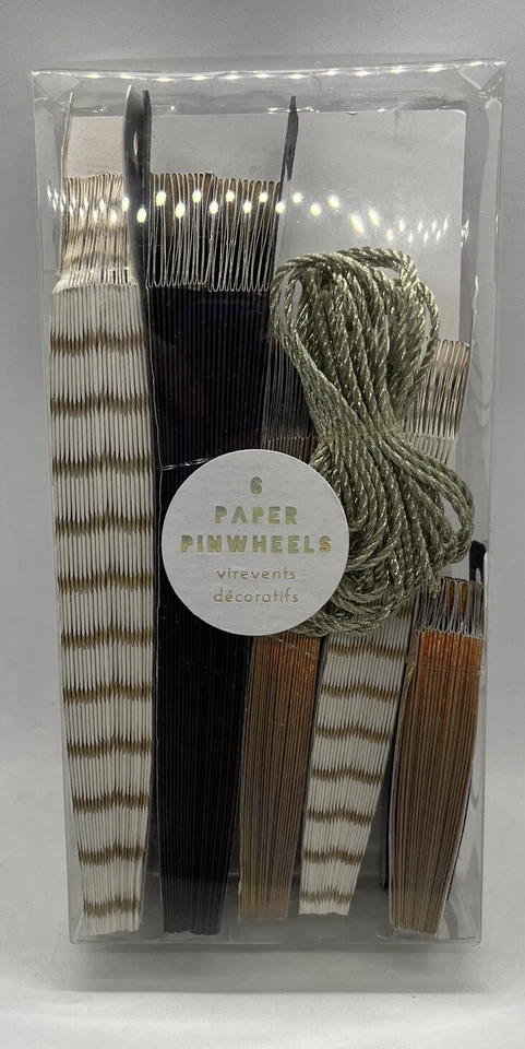 Meri Meri Paper Pinwheels Party Decoration Gold Black Shiny Birthday Graduation - Image 2 of 4