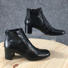 Franco Sarto Boots Womens 5.5 M Ankle Bootie Black Faux Leather Round Toe Block