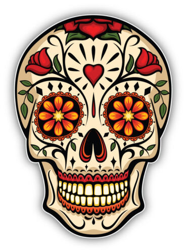 Sugar Skull Day Of The Dead Vinyl Sticker Decal - Afbeelding 1 van 1