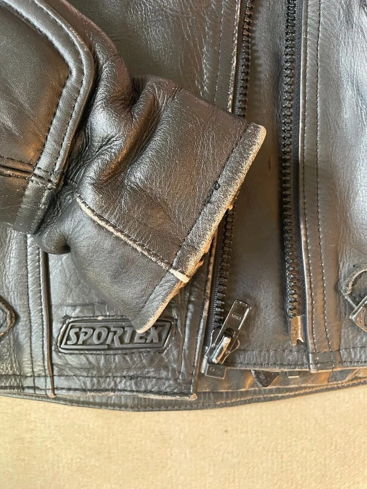 Red / Black / White Woman's Sportex Leather Vintage Motorcycle Racing Jacket - Image 2 of 4