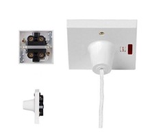 Electric Shower Ceiling Switch with Pull Cord 45 Amp Double Pole Isolator–White