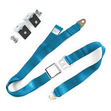 2 Point Electric Blue Airplane Buckle Lap Seat Belt W Anchor Plate Hardware
