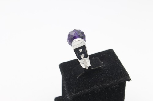 Anillo Wempe con amatista y 1 brillante en oro blanco 750 - Imagen 2 de 5