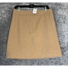 J CREW Wool Mini Skirt Womens 10 A-Line Tan Business Old Money Office Natural