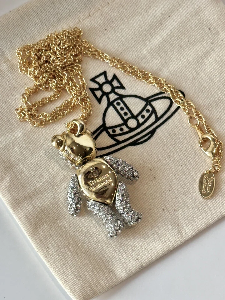 Vivienne Westwood Gold Tone Teddy Bear Orb Necklace BOXED - Image 4 of 4