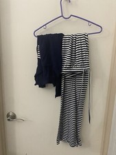 Women  s Long Sleeve Pajama Set, Navy Blue, Top And Bottom Size Small