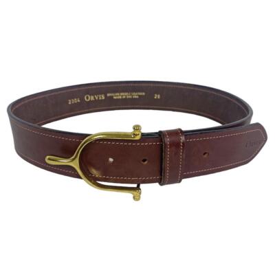 ORVIS Belt English Bridle Leather Dark Brown USA MADE Sz. 26  display picture 3