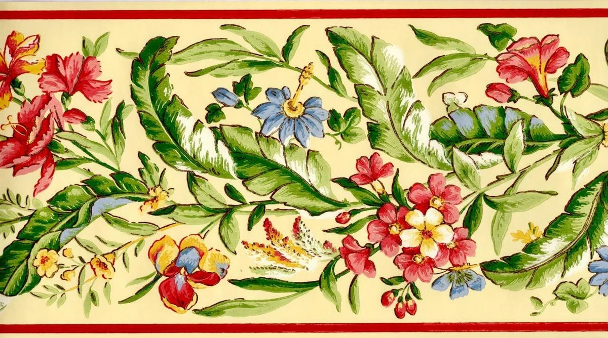 Scalloped Floral Wallpaper Border Tulip Flower Wallpaper, 43 OFF