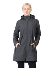 Women's Softshell Jacket With Removable Hood Fleece Lined Windbreaker Insulat...