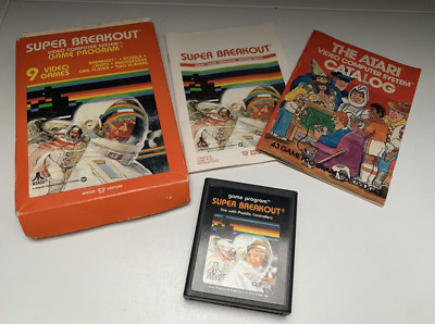 Vintage Atari 2600 SUPER BREAKOUT Video Game - Box, Manual - Tested, Works