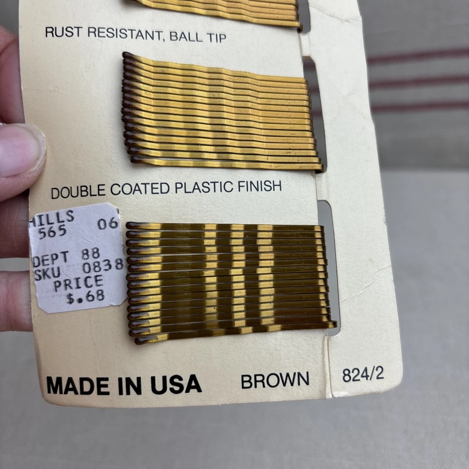 Vintage 1982  Goody Hair Retro Bobby Pins Made In USA Brown Ball Tip 60 Ct New - Image 4 of 4