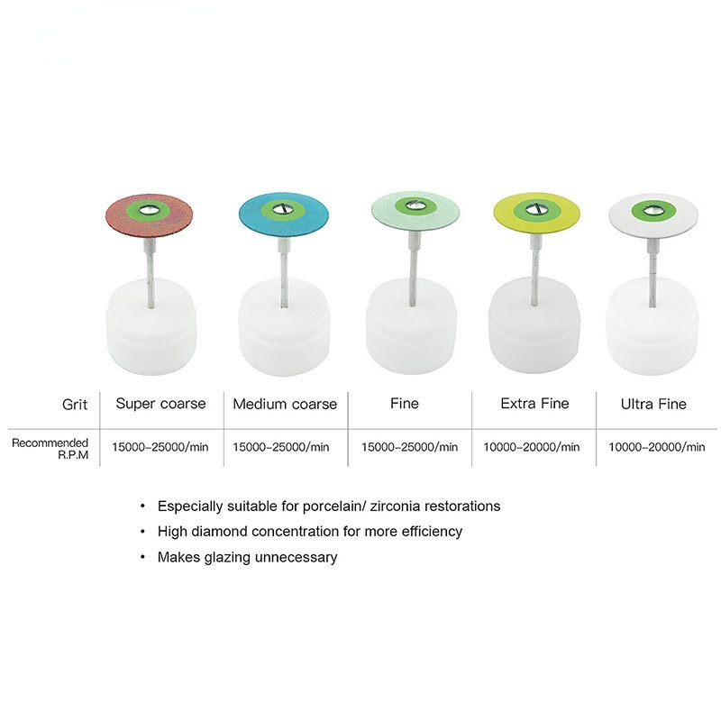 10x Dental Rubber Diamond Polisher Mounted for Zirconia Porcelain