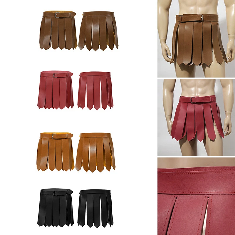 Retro Warrior Skirt Knight Battle Skirt with Belt Roman Gladiator Kilt