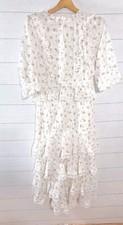 Lulu’s Dress Womens Sz Med Floral Tiered Cottage Core Maxi Ruffled Cotton