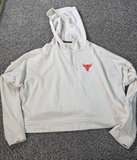 Under Armour Project Rock Cropped Pullover Hoodie Women s Size XL Beige