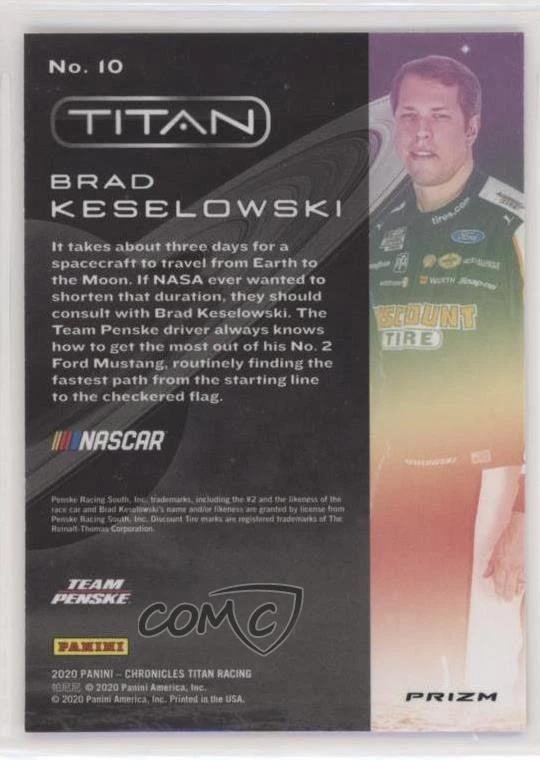2020 Panini Chronicles Titan Holo Prizm Brad Keselowski #10 - Image 2 of 2