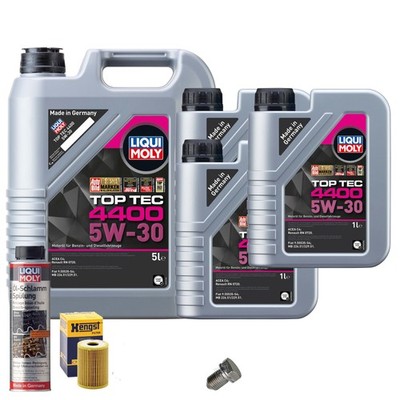Motoröl 5W30 LIQUI MOLY 8L+HENGST Ölfilter+Ölschlammspülung+Ölablassschraube