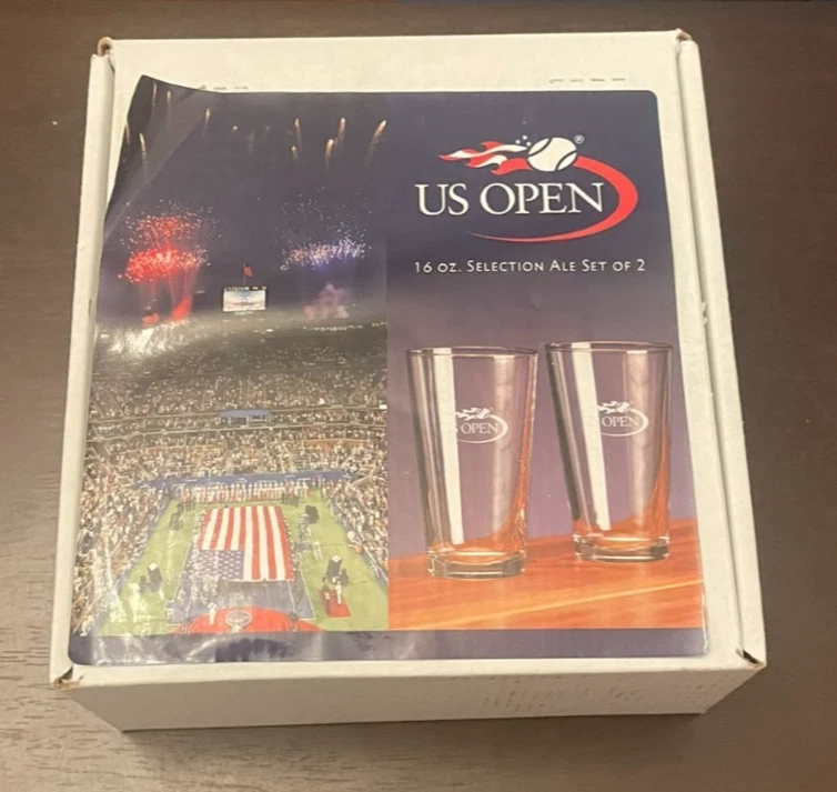 US Open Tennis 2011 (2) vasos de pinta vidrio de corte esterlina ¡RARO, NUEVO! Foto 2 de 4