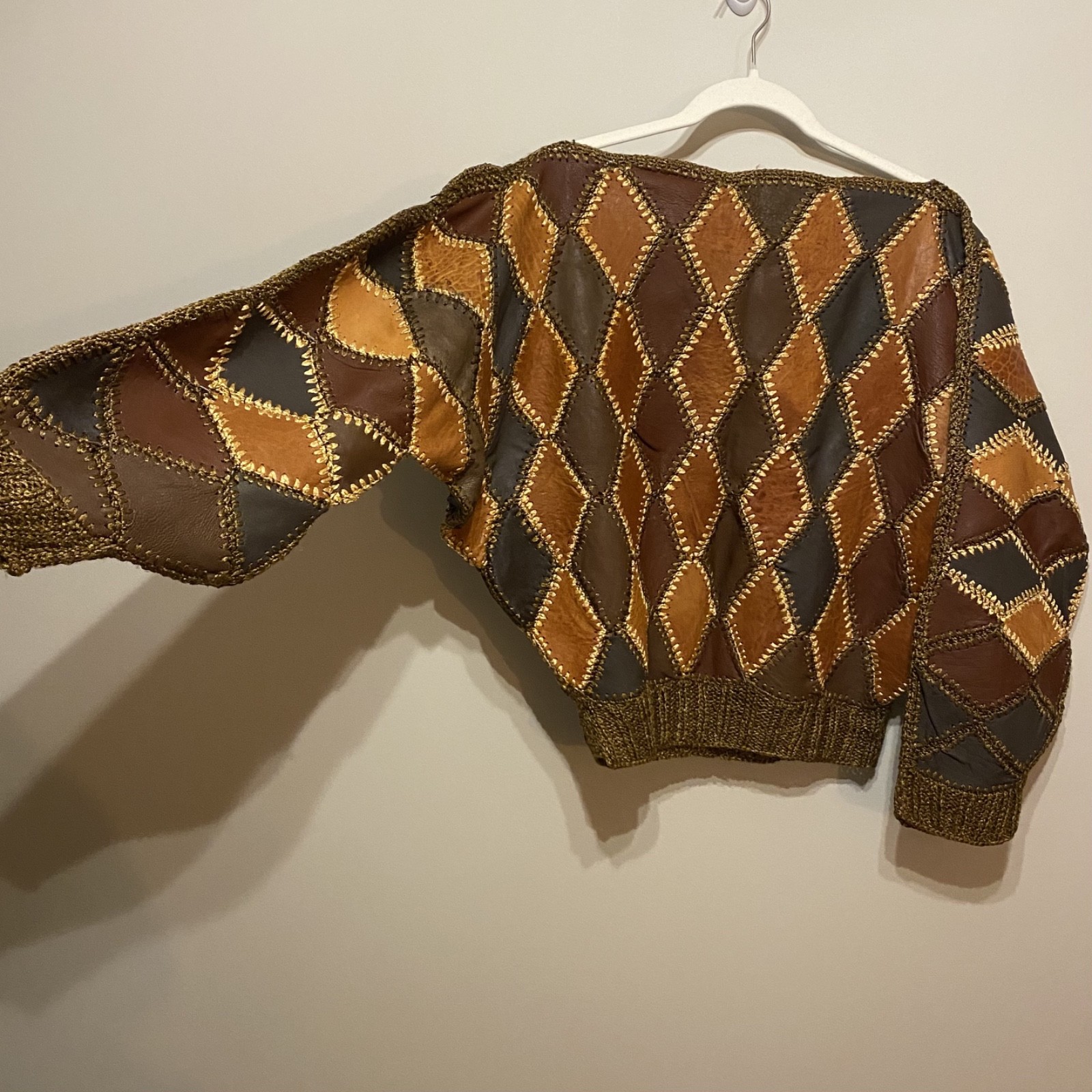 Handmade Leather Pattern-Work Diamond Long Sleeve… - image 2