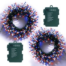 2 Pack 120 LED Red White Blue Fairy Lights Patriotic 4th of July Decor Decor