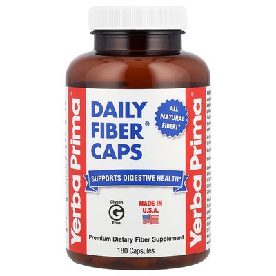 Yerba Prima Daily Fiber Caps 625 mg 180 Capsules All-Natural, GMP Quality