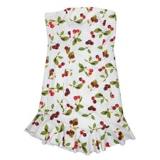 PrettyLittleThing White Cherry Print Bandeau Frill Bodycon Dress