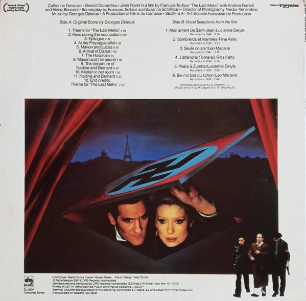 Georges Delerue - Francois Truffaut's The Last Metro (Original Soundtrack Record - Image 2 of 4