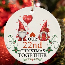 Our 22nd Anniversary Christmas Together Ornament 22 Year Gnome Couple Love Gift