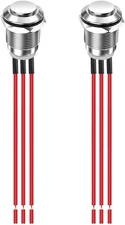 2Pcs Prewired 12mm Waterproof Latching Metal Push Button 3pin 12mm-NO/NC 