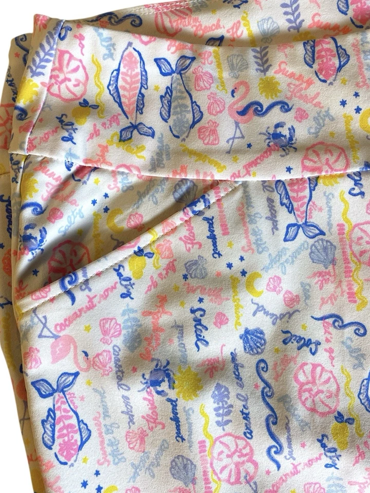 Pantalones de Golf Lilly Pulitzer Luxletic Corso 14 Verano Serenata Blanco Rosa Estampado Foto 4 de 4