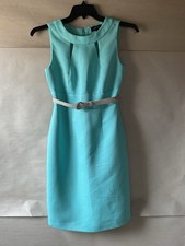 Tahari Author S Levine Dress Blue. Mid Length. Size 2 Belted. Sleeveless