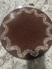 2 Vtg. Pier One Copper Or Black Iridescent Beaded Placemats, 15”