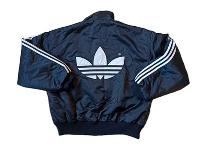 Adidas Vintage Bomber Jacke schwarz Jacket 90s Firebird Big Logo Y2K Run DMC L